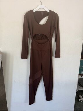 Solely Fit kandake bodysuit latte brown cutout jumpsuit size L/XL